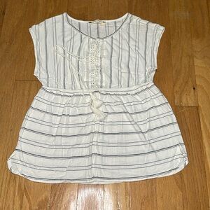 Women's Striped Peplum Top with Tassel Tie